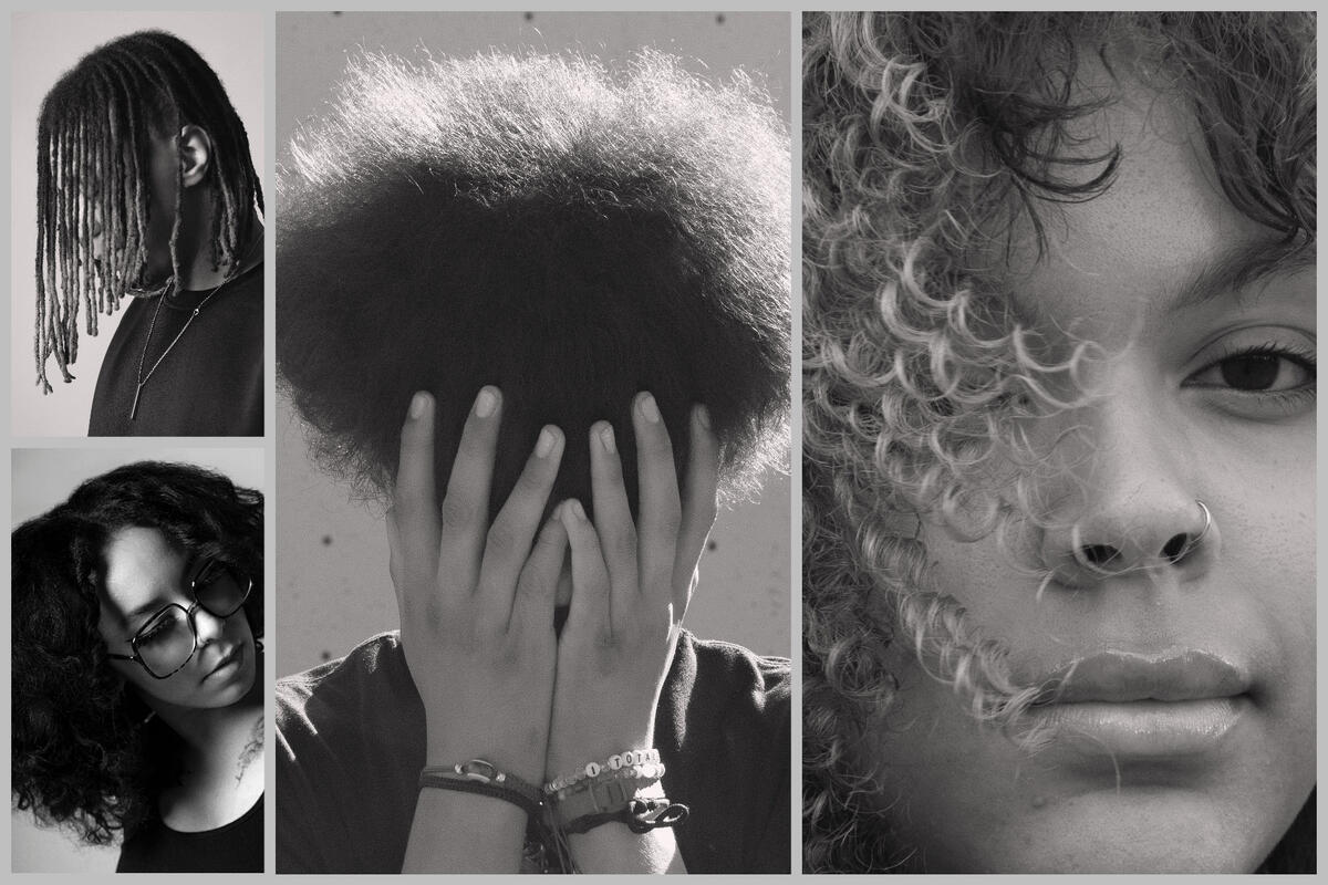 collage of four black and white portraits