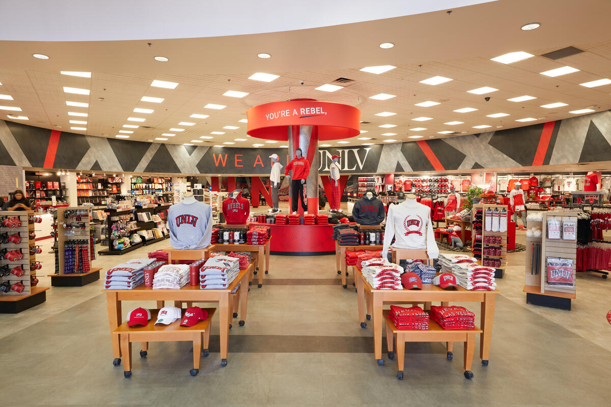 UNLV shop with clothing and books