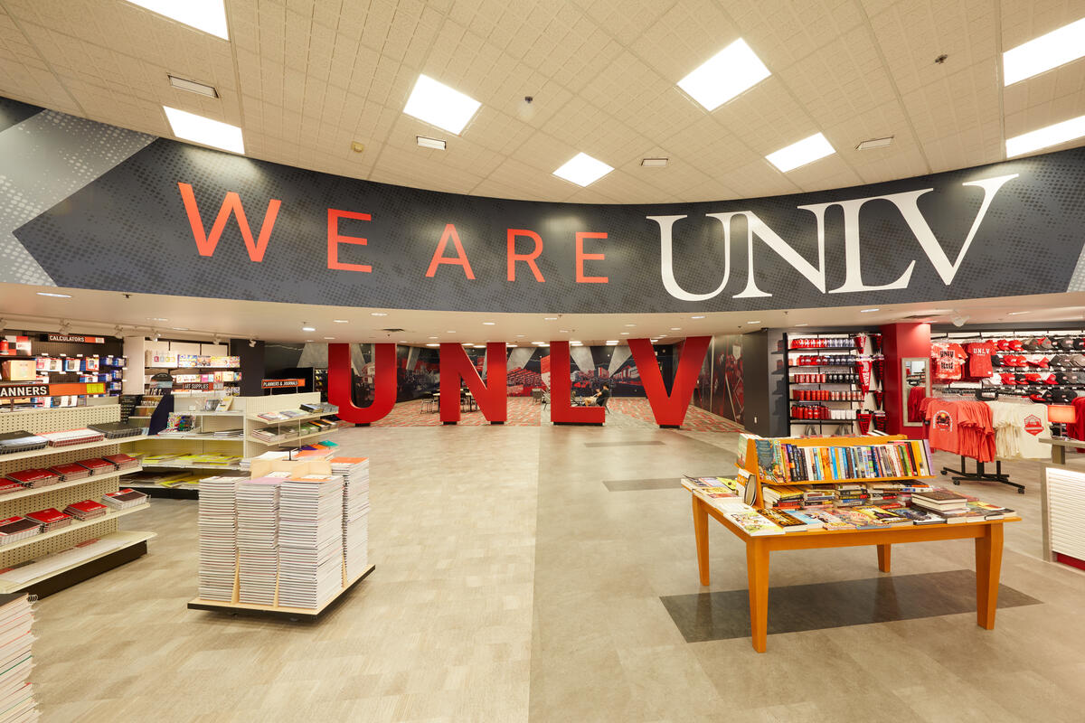 book shop with UNLV banner