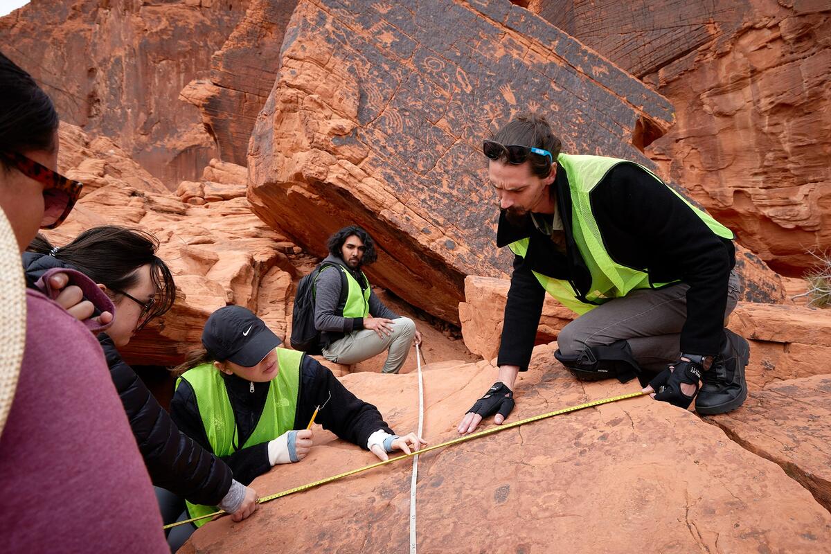 Anthropology students conducting research work at Valley of Fire