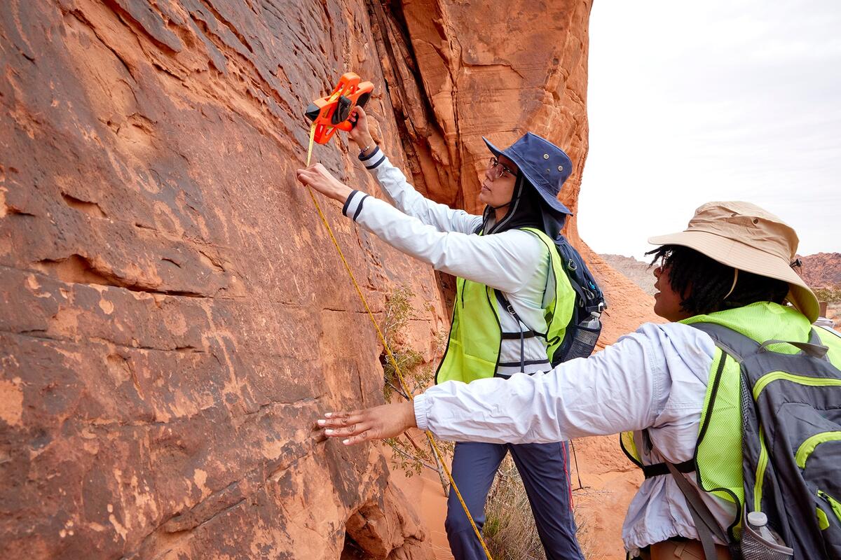 Archaeology students working at Valley of Fire