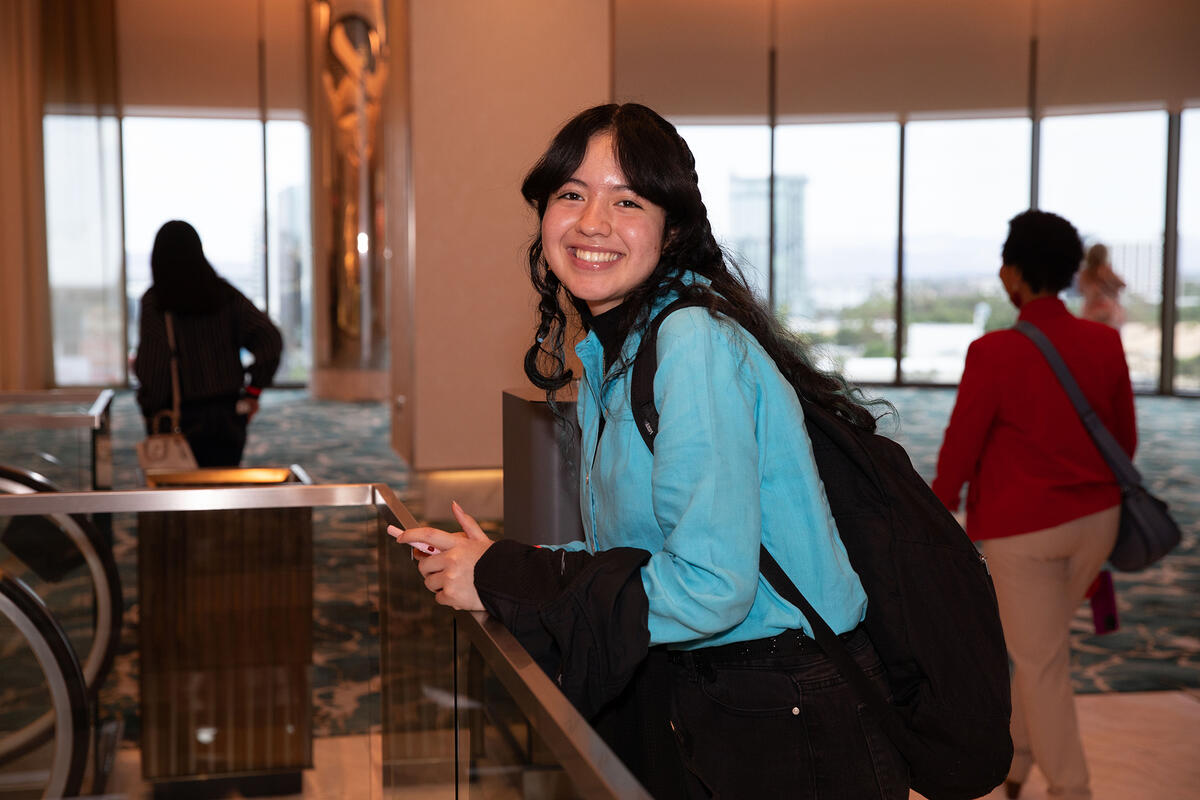Woman posing at a party