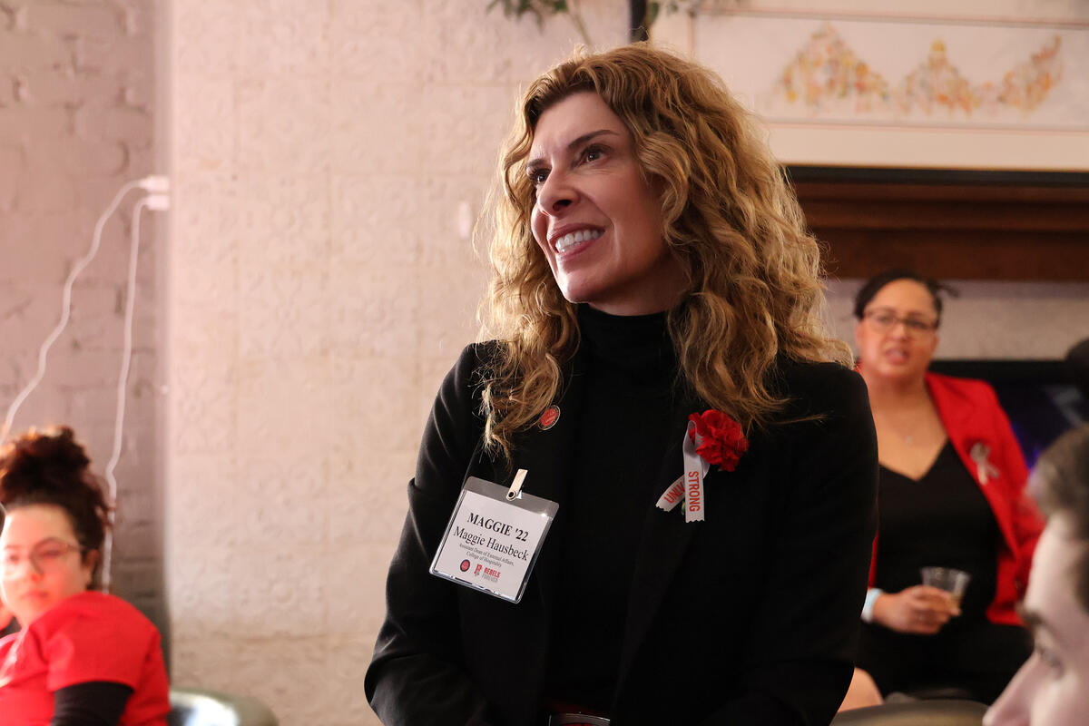 A photo of a woman smiling