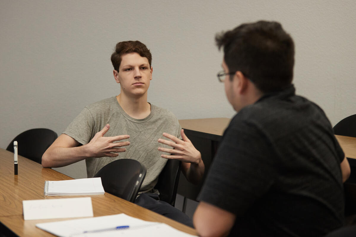 Two students having a discussion