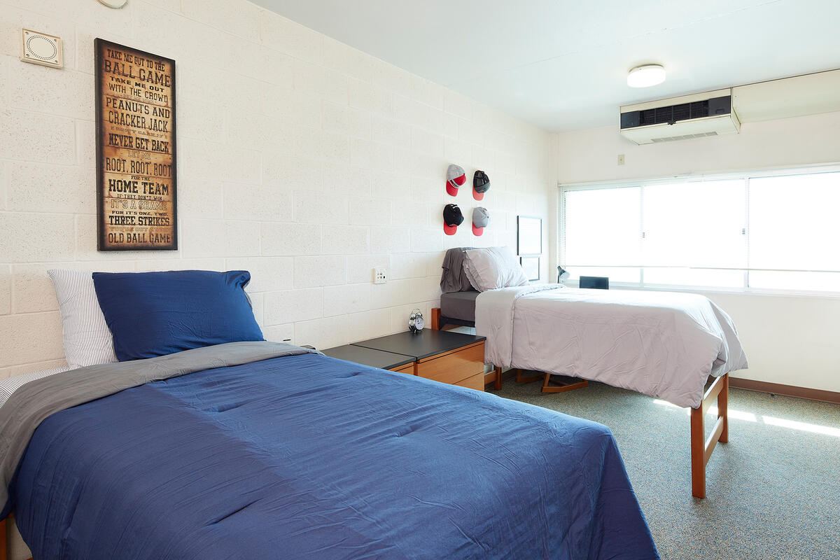 An empty college dorm room