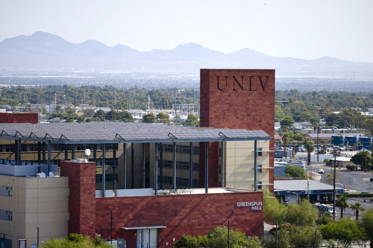 Photo of UNLV sign from a high distance