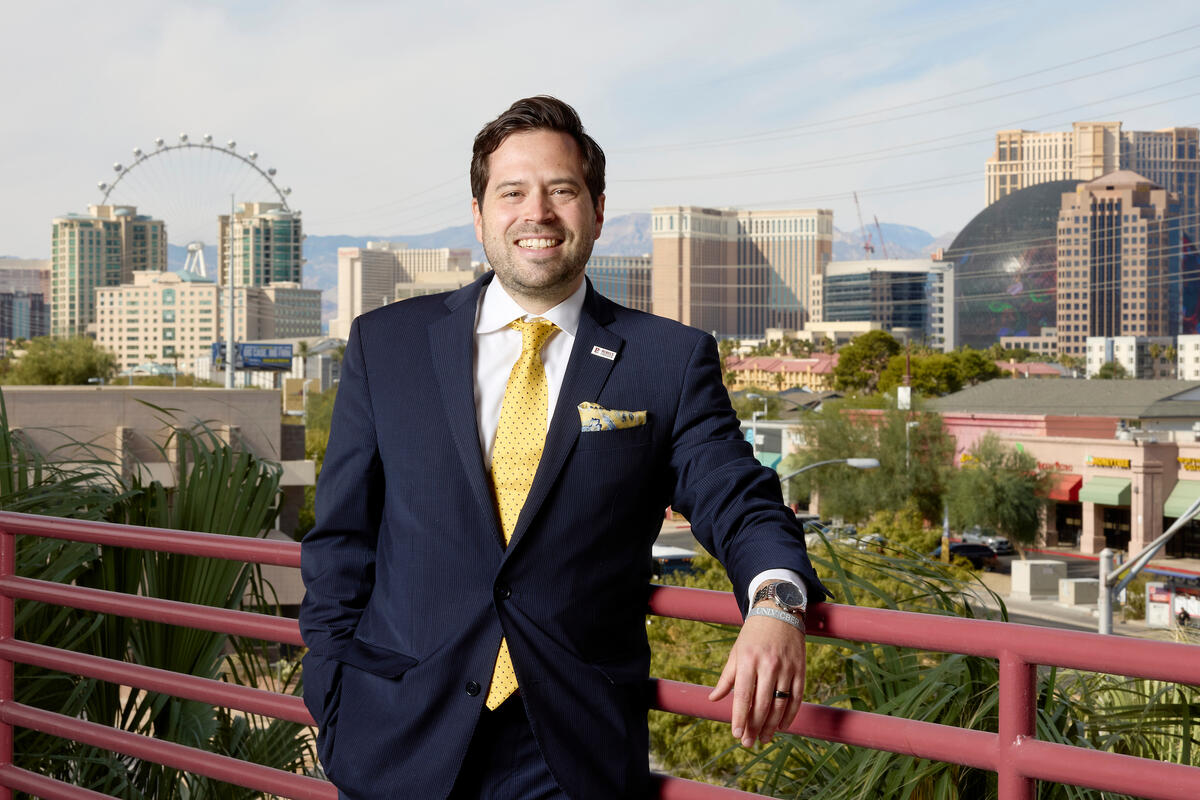 Andrew Woods with Las Vegas Strip in background