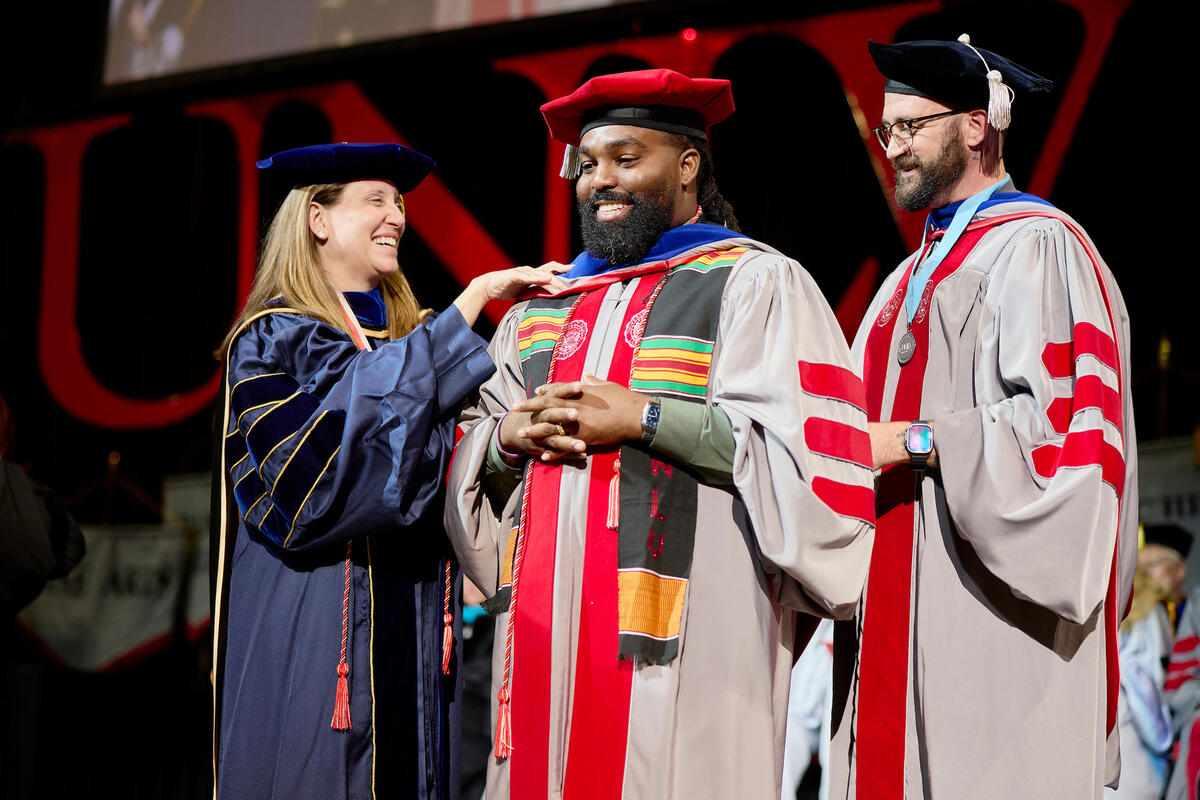 Joseph Simmons, Jr. during UNLV Commencement hooding ceremony
