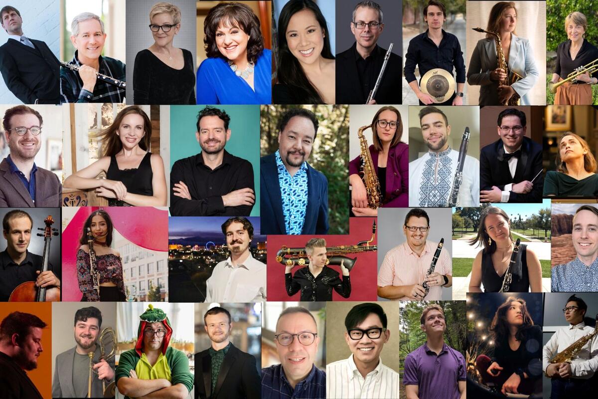 large photo collage of musicians