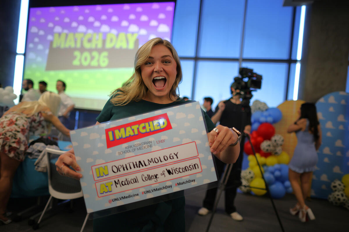 Kirk Kerkorian School of Medicine at UNLV Class of 2026 celebrating Match Day