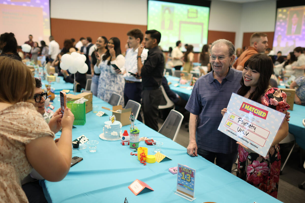 Kirk Kerkorian School of Medicine at UNLV Class of 2026 celebrating Match Day