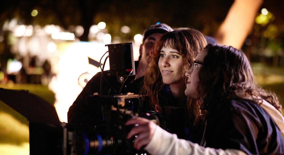 photo of students behind the camera on a set