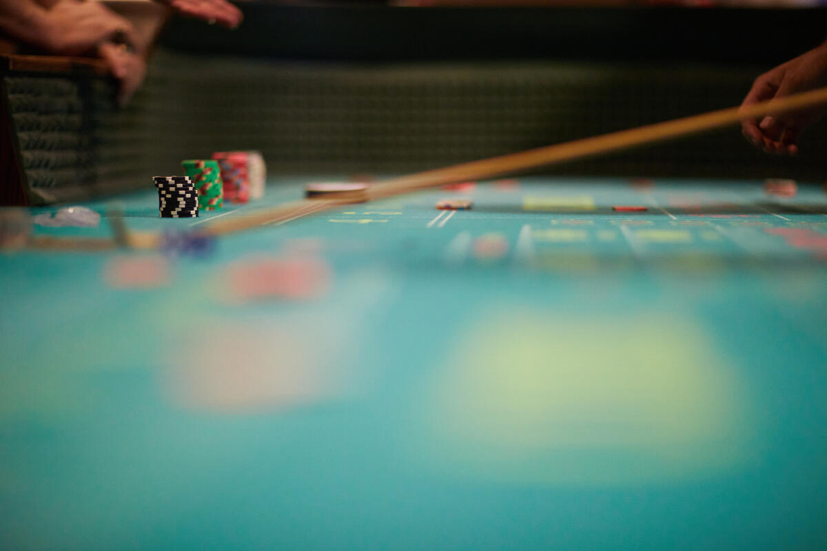 Dice on a craps table