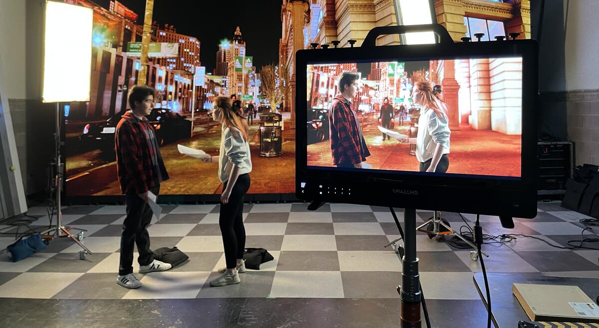 photo of students acting on a set