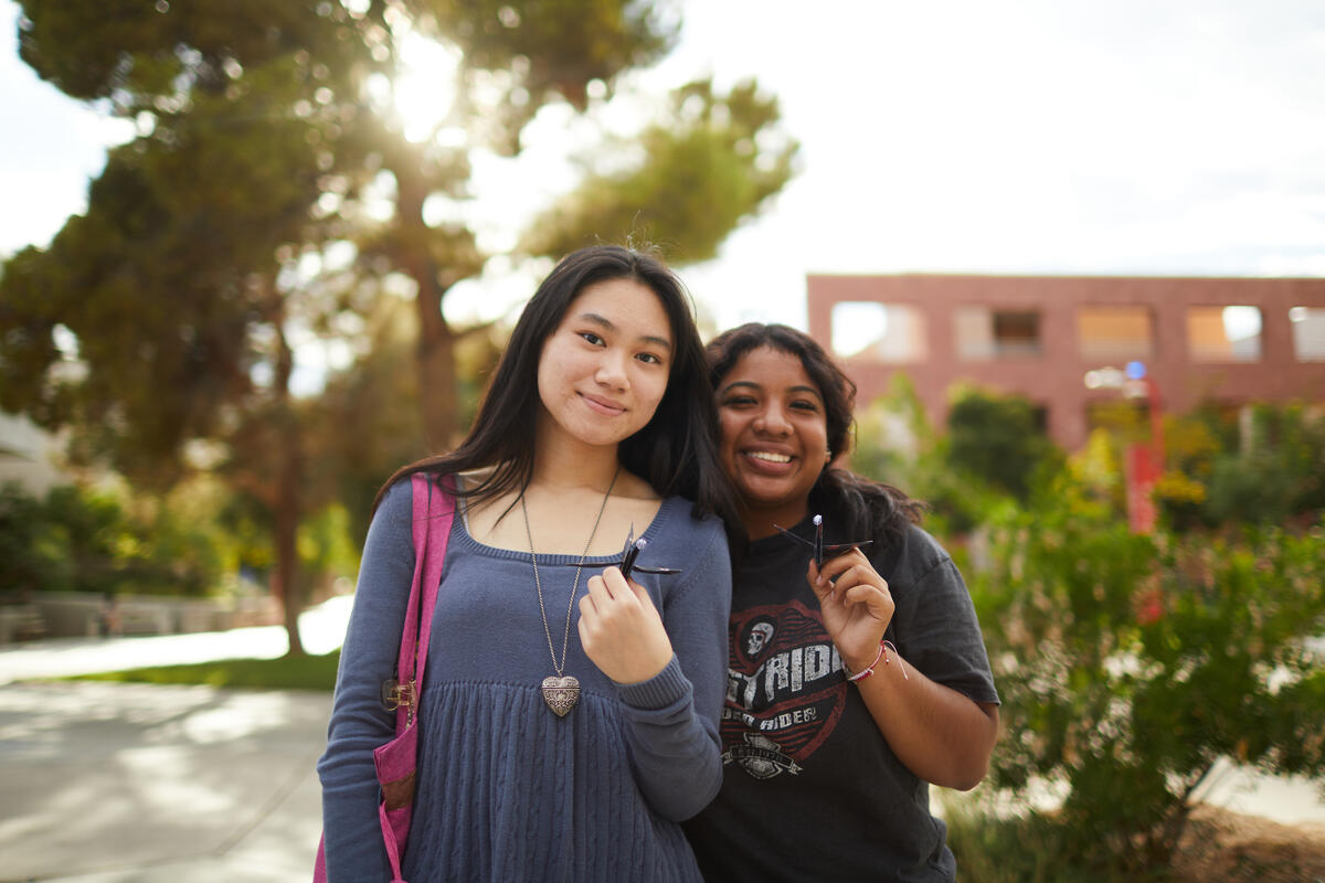 Two students posing for a photo