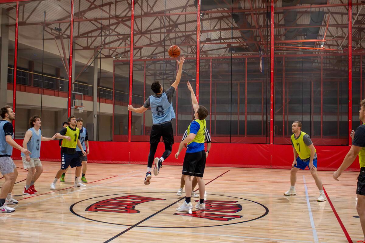 Photo of a basketball game starting