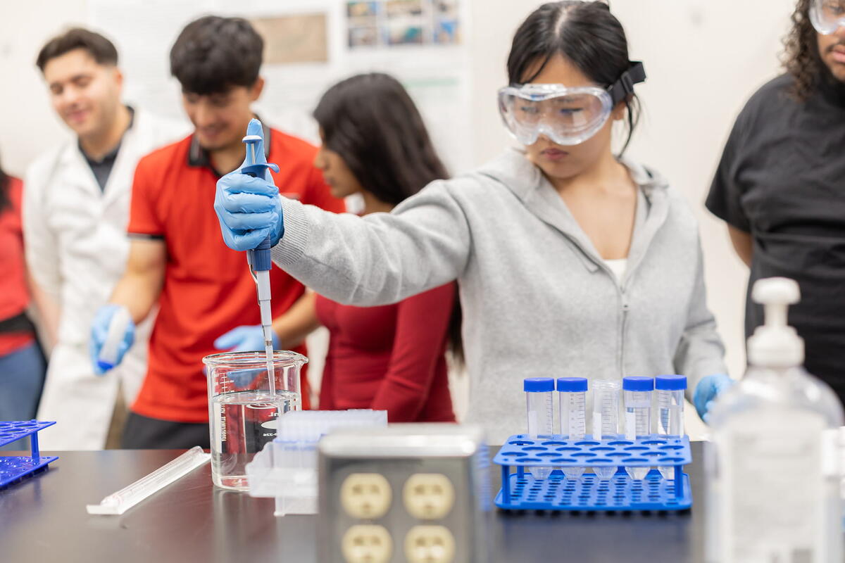 Photo of students doing chemistry 
