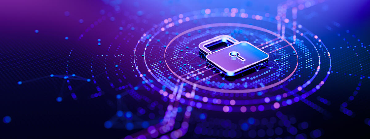Digital-looking lock symbol
