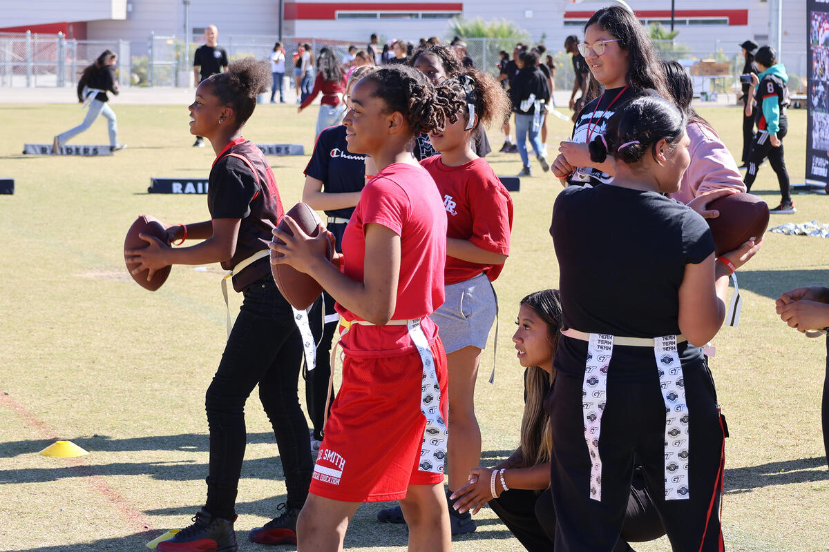 Photo of young flag football players