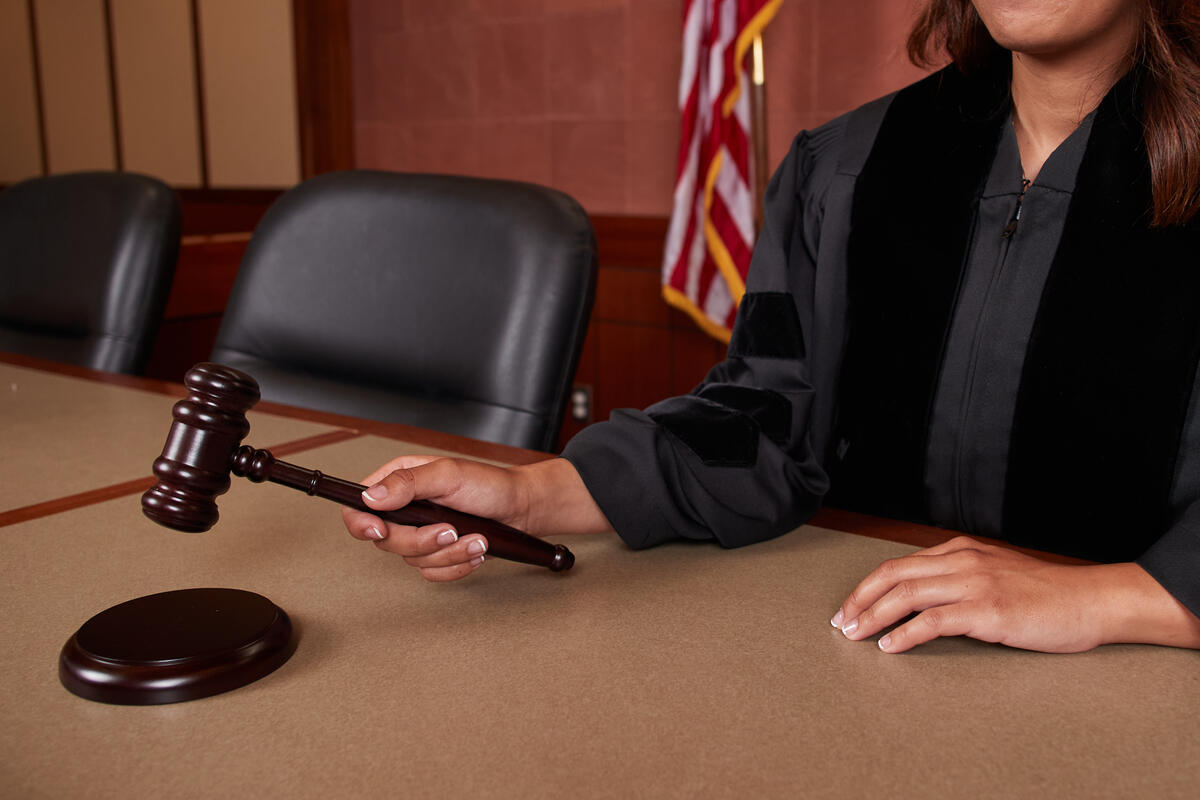 A judge holding a gavel