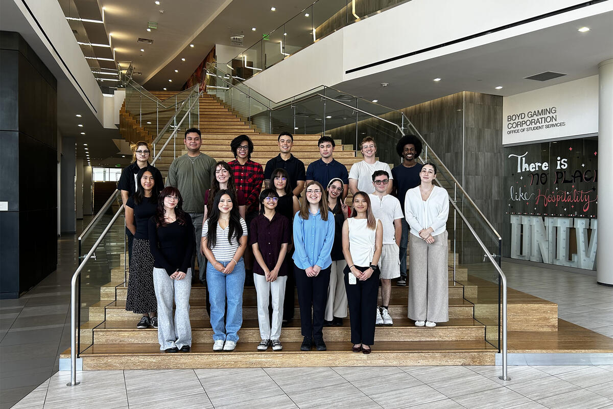 A group of students standing on a stairway