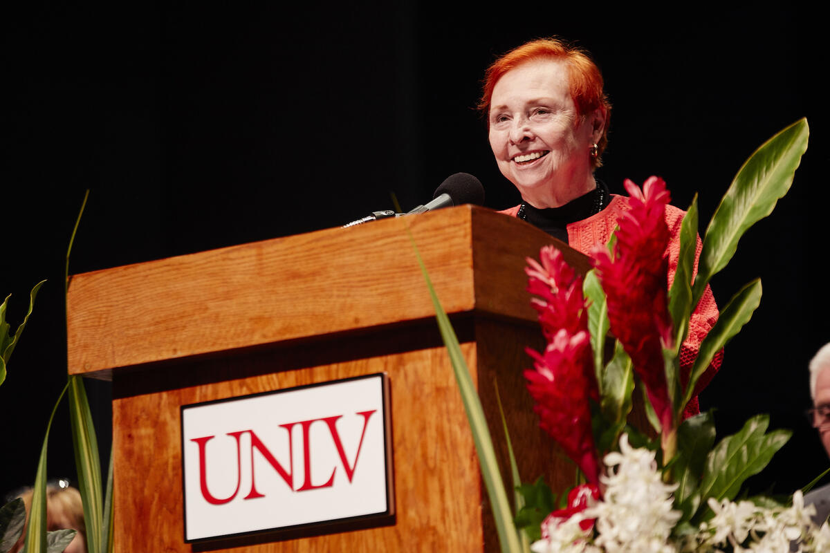 Dr. Barbara Atkinson at podium