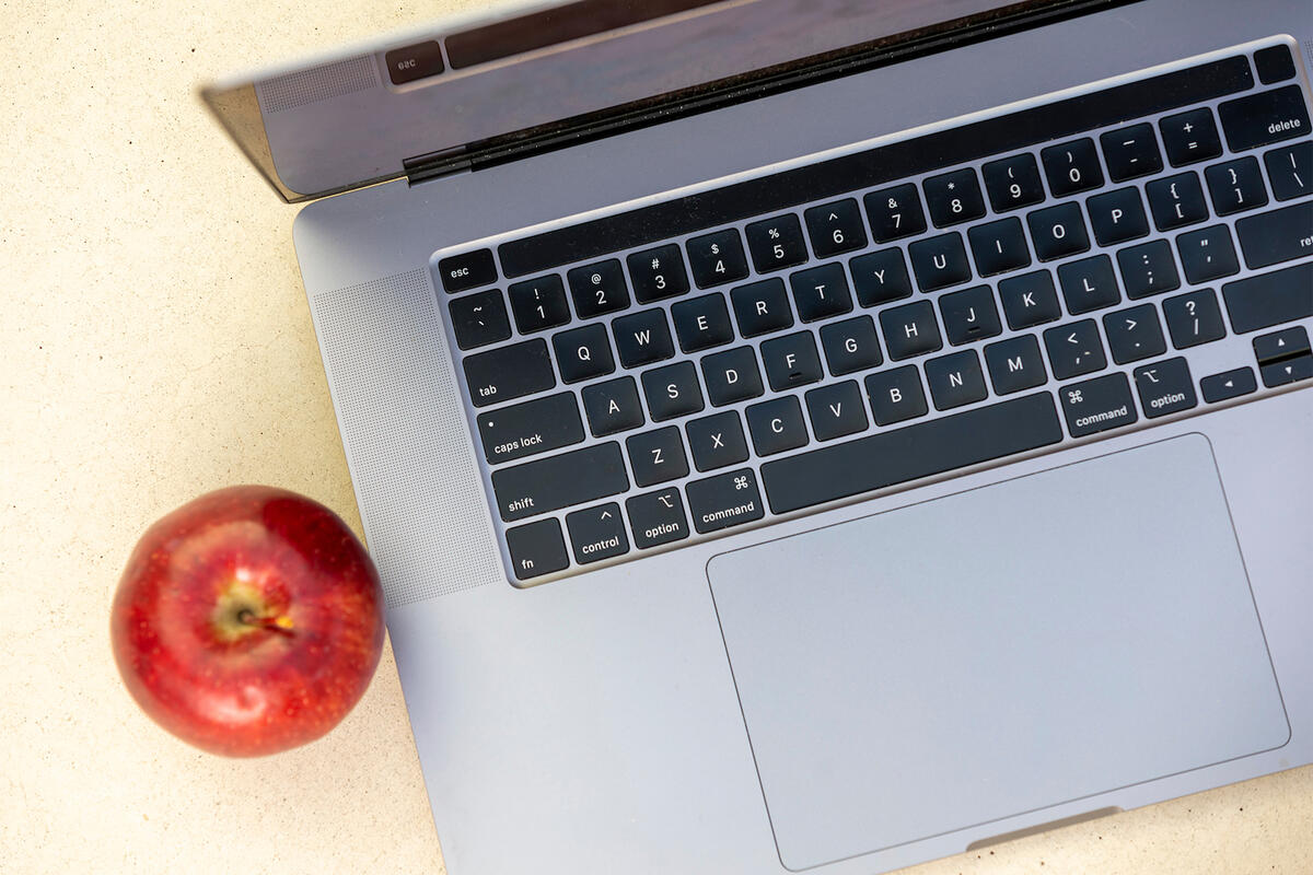 laptop and apple