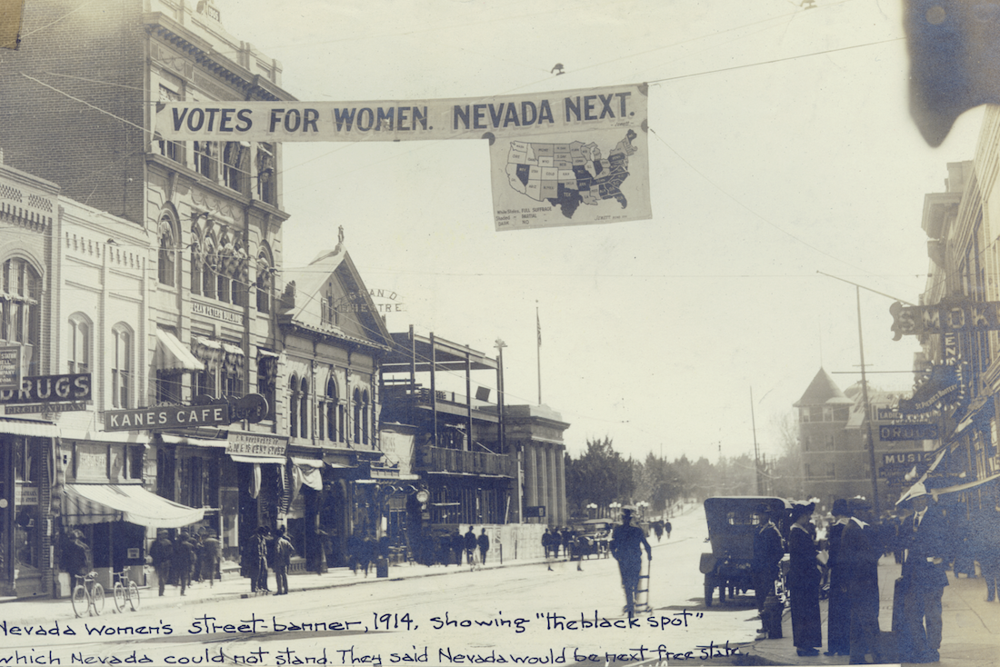 historic image of downtown street in early 1900s Reno, NV