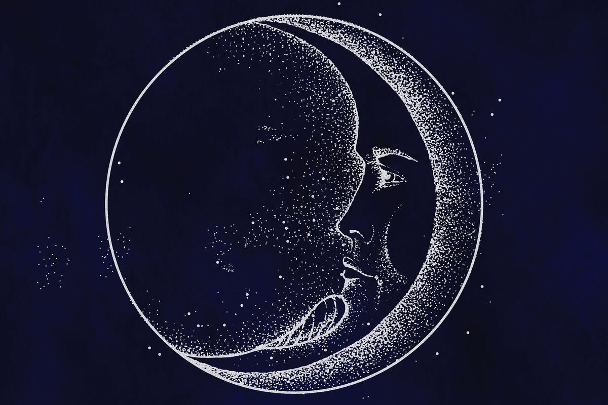A classical style drawing of the moon
