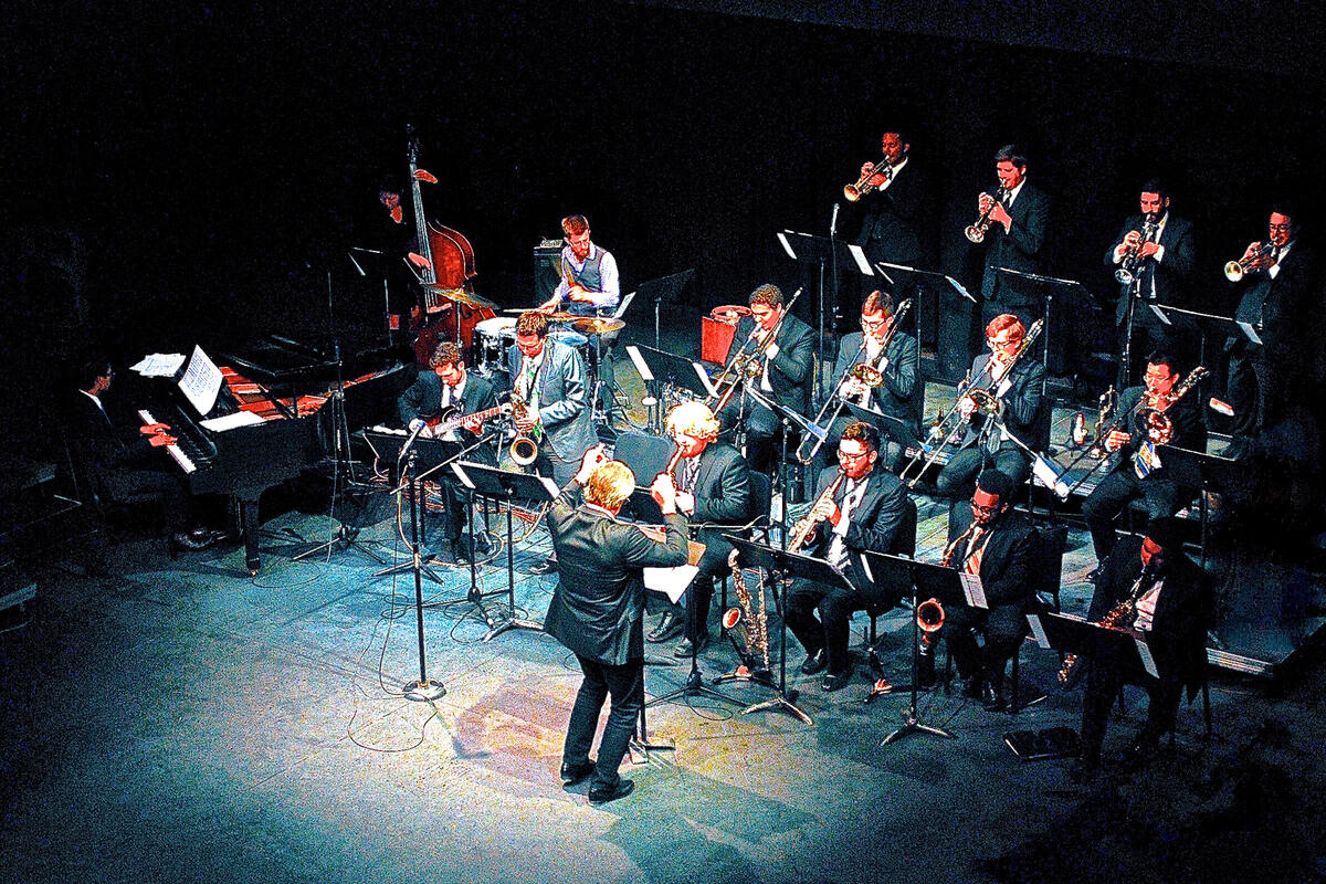 UNLV Jazz Ensemble performs on stage