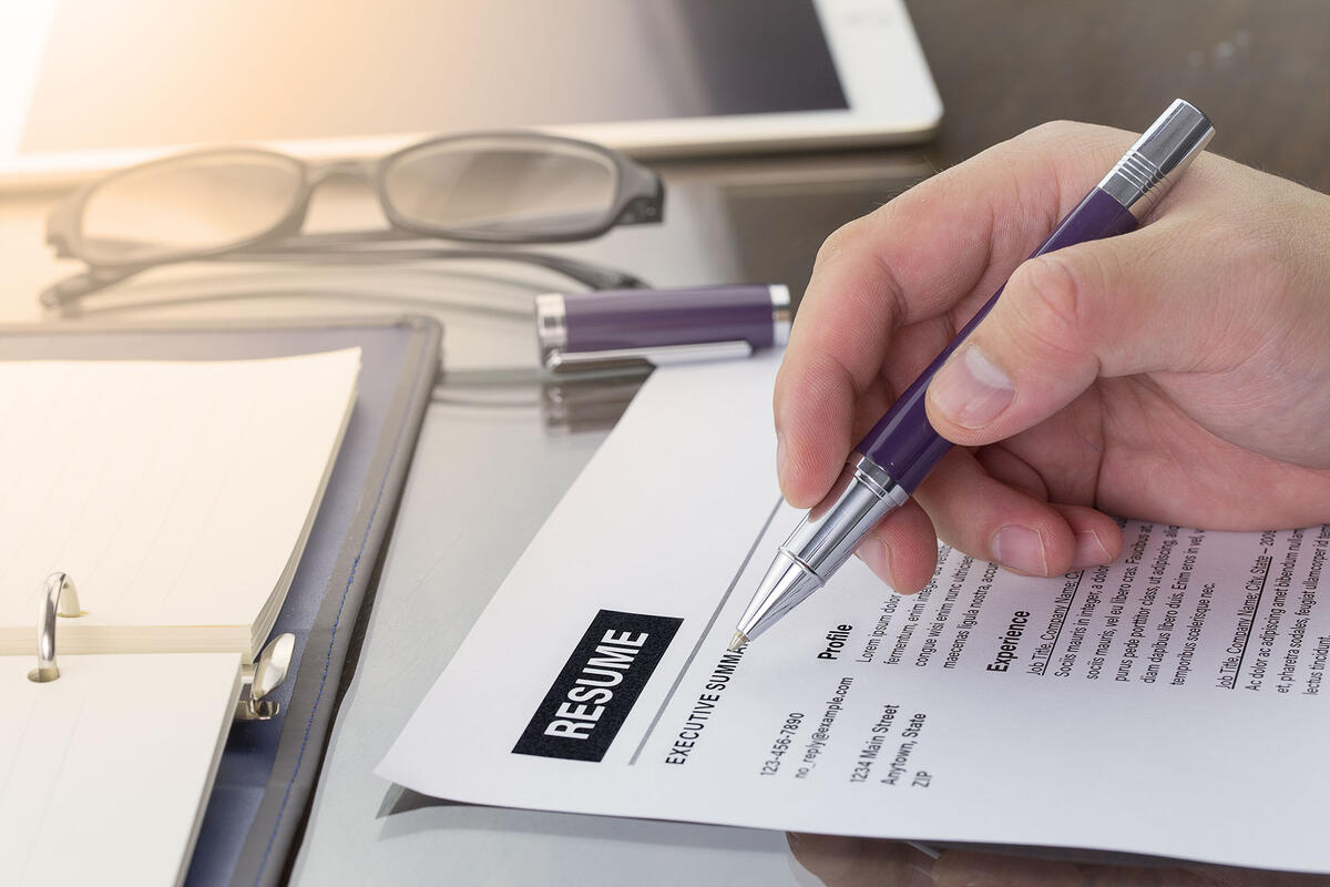 close up of paper resume