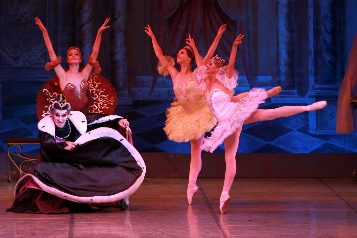 Russian National Ballet performance with four ballet dancers mid-routine