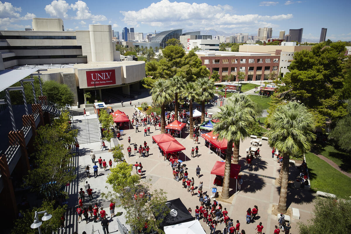 Aerial view of Pida Plaza during Welcome Day