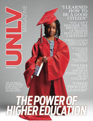 2011 UNLV Magazine cover featuring a child wearing a graduation cap and gown