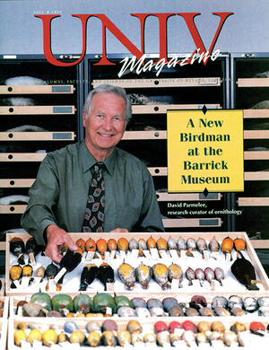 Magazine cover featuring A New Birdman at the Barrick Museum story