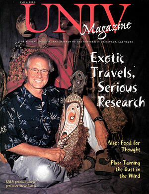 Magazine cover featuring Exotic Travels, Serious Research story