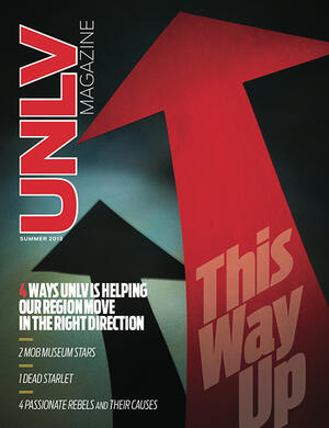 Magazine cover featuring This Way Up story with a graphic of a red arrow rising up
