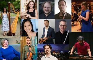 A collage of musician's portraits