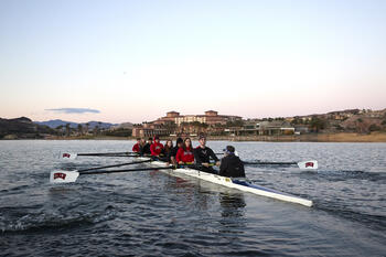 UNLV Rowing team on the water during practice.