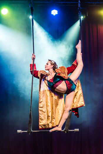 High resolution photo of a trapeze artist