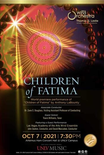 poster for "Children of Fatima" concert from the UNLV Wind Orchestra