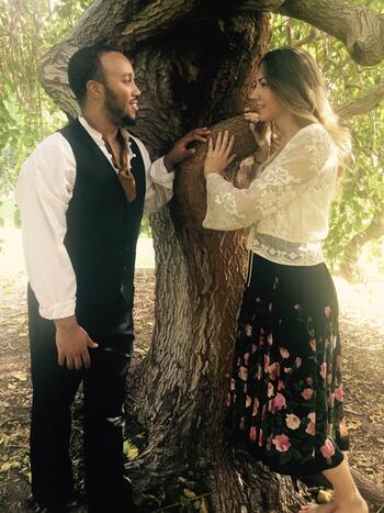 Casey Dakus (Euridice, with lyre), along with Phillip Harris (Orphée)