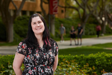 A portrait of Noelle Lefforge outside on campus