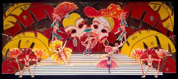 A hand painted diorama of a Las Vegas production show.