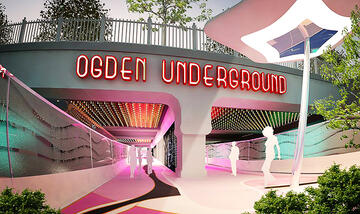 Rendering of the Ogden Underground public art project. COLAB worked with the City of Las Vegas to develop the underpass at Main Street and Ogden in downtown Las Vegas.