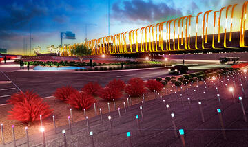A rendering for the Neon Gateway public art project. It is part of the Nevada Department of Transportation's freeway expansion.