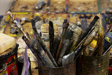 MFA student Cindy Sullivan works during the open house.