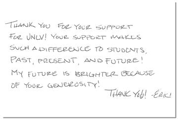 A written thank you letter to a donor.