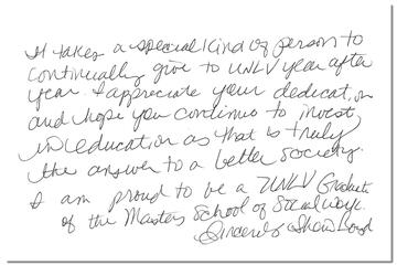 A written thank you letter to a donor.