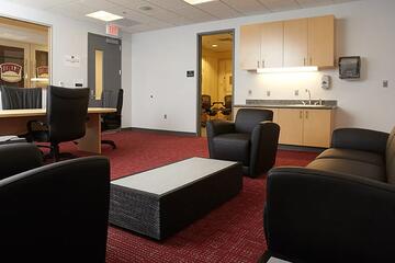 Inside the coaches’ conference room.